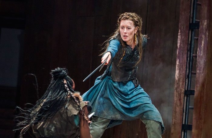 Actress playing as Boudica at the Shakespeare Globe 