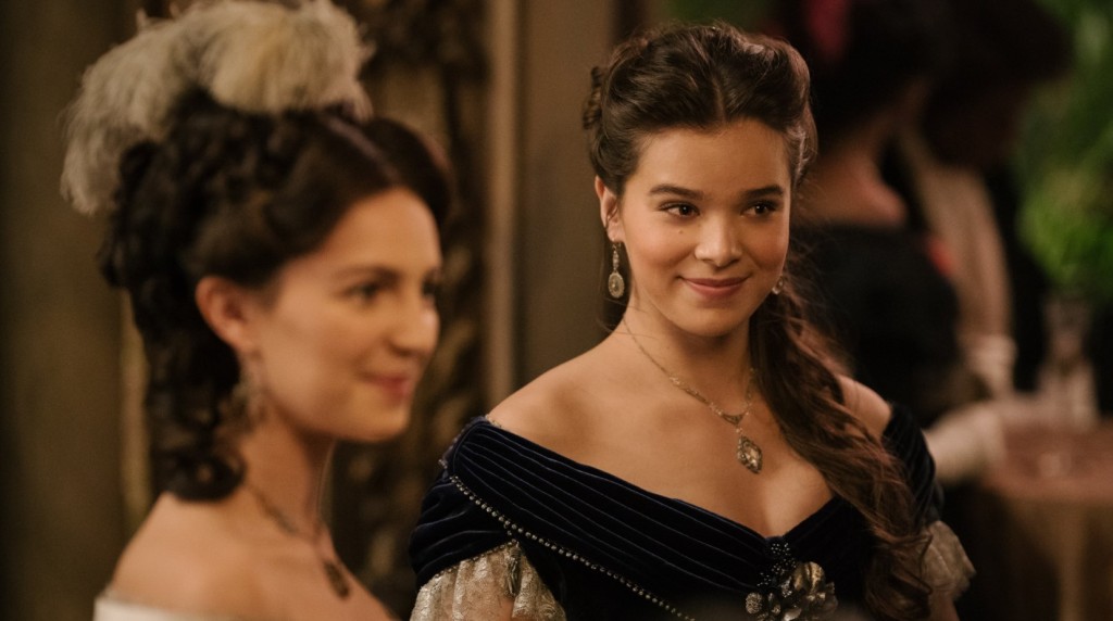 Ella Hunt (foreground) stars as Sue and Hailee Steinfeld (background) stars as Emily Dickinson in season 2 of Apple TV's Dickinson