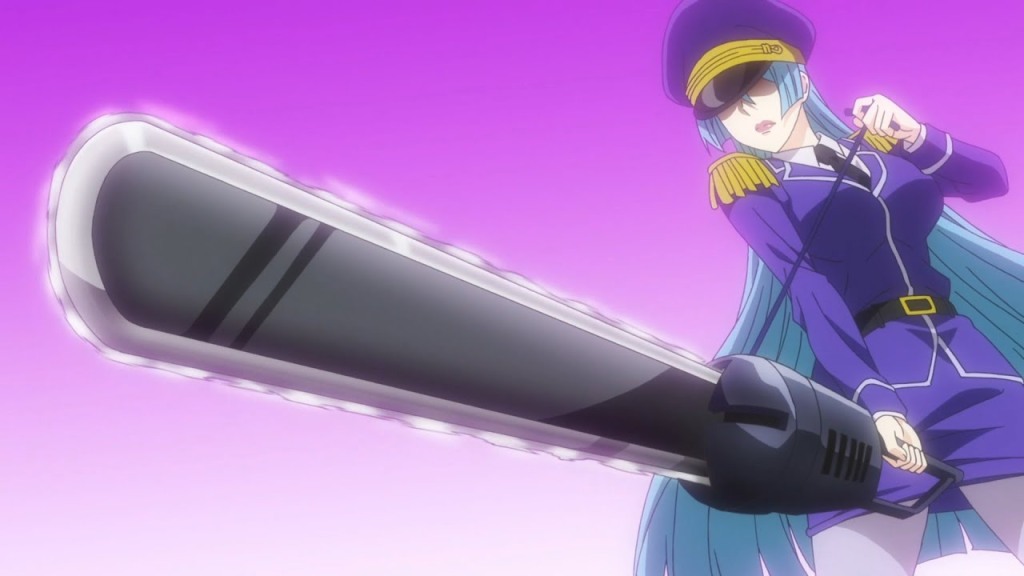 Blue-haired Sarge with the seasoned chainsaw is one of the Noir chefs from Food Wars season 5