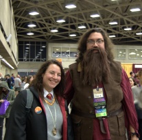 Hagrid and Gryffindor student cosplayer