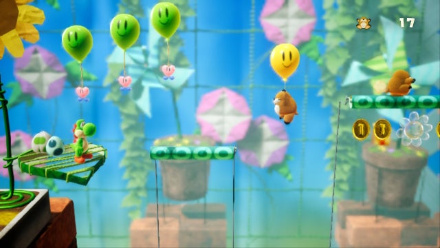 Monty Mole in gameplay of Yoshi's Crafted World